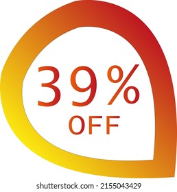 39 percent off with orange vector off circle format