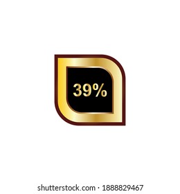 39 percent sign vector design with gold gradient color