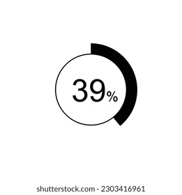39% percentage infographic circle icons,39 percents pie chart infographic elements for Illustration, business, web design.