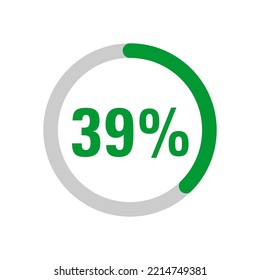 39 Percents Pie Chart Infographic Elements. 39% Percentage Info Graphic Circle Icons For Download, Illustration, Business, Web Design