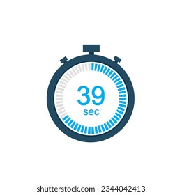 Icono vectorial de reloj de contador digital o temporizador de cuenta regresiva de 39 segundos. Icono del vector Stopwatch de 39 segundos, temporizador digital.