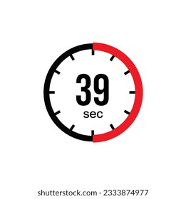 reloj de temporizador de 39 segundos. cronómetro de parada digital de la cuenta atrás del icono de cronómetro de cronómetro de parada de 39 segundos.