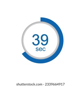 reloj de temporizador de 39 segundos. cronómetro de parada digital de la cuenta atrás del icono de cronómetro de cronómetro de parada de 39 segundos.