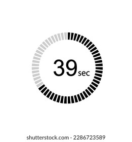 39 seconds timer icon,39 sec digital timer. Clock and watch, timer, countdown.