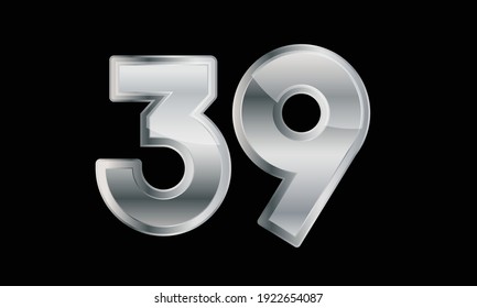 39 Silver Elegant Modern 3D Number