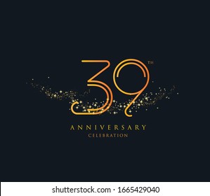 Plantilla de diseño de celebración del 39 aniversario Vector.