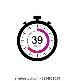 Símbolo de temporizador de 39 segundos, icono de reloj de temporizador de 39 segundos diseño plano aislado en fondo blanco.