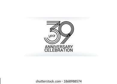 39 year anniversary celebration Black Line. logotype isolated on White background for celebration, invitation card, and greeting card-Vector