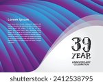 39 year anniversary celebration logotype on purple background for poster, banner, leaflet, flyer, brochure, web, invitations or greeting card, 39 number design, 39th Birthday invitation