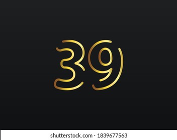 39 Year Anniversary celebration number vector, modern and elegant golden design. Eps10 illustration         
    