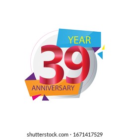 Celebración de 39 años Vector Plantilla Diseño Ilustración