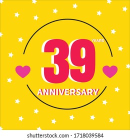 39 años de celebración, diseño vectorial para celebraciones, tarjetas de invitación y tarjetas de felicitación