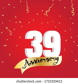 39 year anniversary celebration, vector design for celebrations, invitation cards and greeting cards
