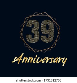 Celebración del 39 aniversario, diseño vectorial para celebraciones, tarjetas de invitación y tarjetas de felicitación