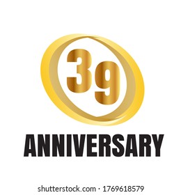 Celebración del 39 aniversario, diseño vectorial para celebraciones, tarjetas de invitación y tarjetas de felicitación