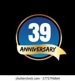 Celebración del 39 aniversario, diseño vectorial para celebraciones, tarjetas de invitación y tarjetas de felicitación