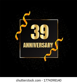 Celebración del 39 aniversario, diseño vectorial para celebraciones, tarjetas de invitación y tarjetas de felicitación