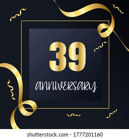 Celebración del 39 aniversario, diseño vectorial para celebraciones, tarjetas de invitación y tarjetas de felicitación