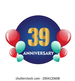39 year anniversary celebration, vector design for celebrations, invitation cards and greeting cards