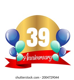 39 year anniversary celebration, vector design for celebrations, invitation cards and greeting cards