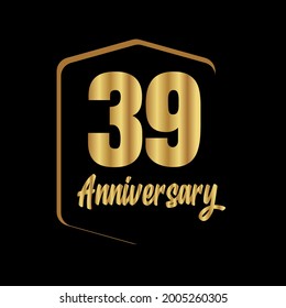 Celebración del 39 aniversario, diseño vectorial para celebraciones, tarjetas de invitación y tarjetas de felicitación