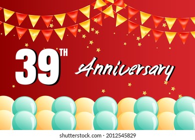 39 year anniversary celebration, vector design for celebrations, invitation cards and greeting cards