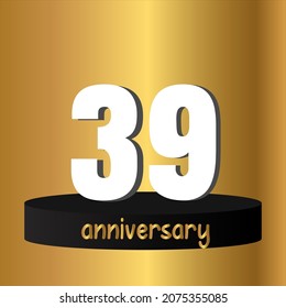 Celebración del 39 aniversario, diseño vectorial para celebraciones, tarjetas de invitación y tarjetas de felicitación
