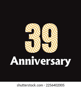 Celebración del 39 aniversario, diseño vectorial para celebraciones, tarjetas de invitación y tarjetas de felicitación
