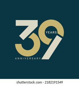 39 Year Anniversary Logo, 39th Golden Color, Vector Template Design element for birthday, invitation, wedding, jubilee and greeting card illustration.