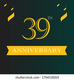 39 year anniversary logo template, 39 year anniversary icon label, 39 year anniversary party symbol