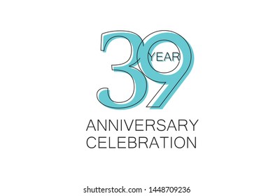 39 year Anniversary, Sleek and Clean Design, Inspired by Comic and Magazine Looks, Pastel Blue Color, Dedicated for invitation, greeting card - Vector