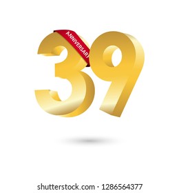 39 Year Anniversary Vector Template Design Illustration