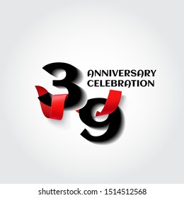39 Year Anniversary Vector Template Design Illustration