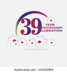 39 Year Anniversary Vector Template Design Illustration