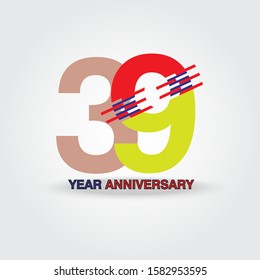 39 Year Anniversary Vector Template Design Illustration