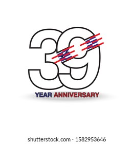 39 Year Anniversary Vector Template Design Illustration