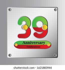 39 Year Anniversary Vector Template Design Illustration