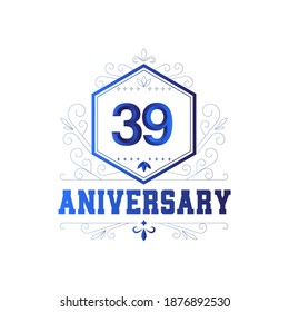 39 Year Anniversary Vector Template Design Illustration