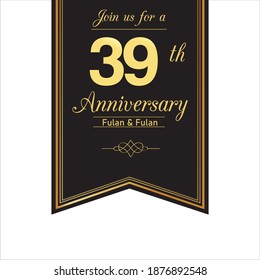 39 Year Anniversary Vector Template Design Illustration