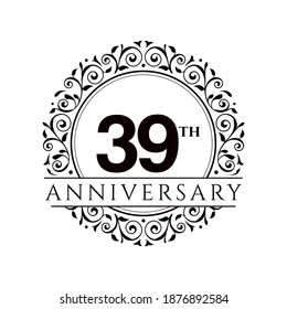 39 Year Anniversary Vector Template Design Illustration