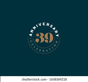 39 years anniversary or birthday celebration design template Vector.