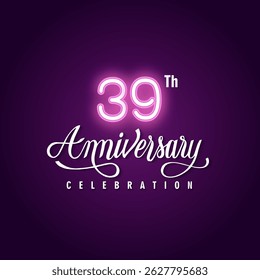 39 years anniversary celebration 3d vector template design illustration 