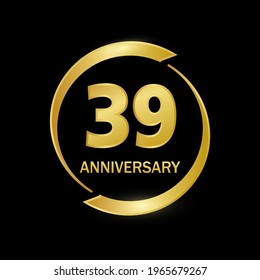 39 years anniversary celebration with elegant golden color and ring for anniversary celebration 