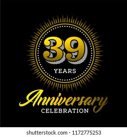 39 years anniversary celebration gold logo