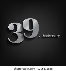 39 years anniversary  celebration. Anniversary logo elegance number and 3D style color and shadow isolated on black background, vector design for celebration, invitation card, and greeting card