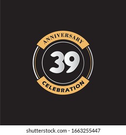 39 Years Anniversary Celebration Logo Vector Template Design 