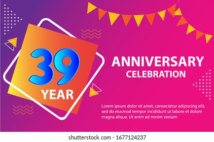 39 years anniversary celebration logo vector template design
