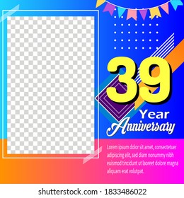 39 years anniversary celebration logo vector template design