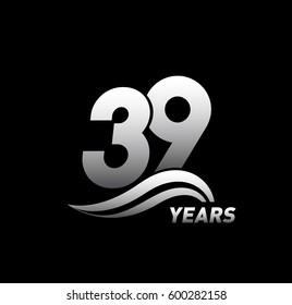 39 Years Anniversary Celebration logo Design. black and white color