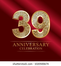 39 years anniversary celebration logotype red background.